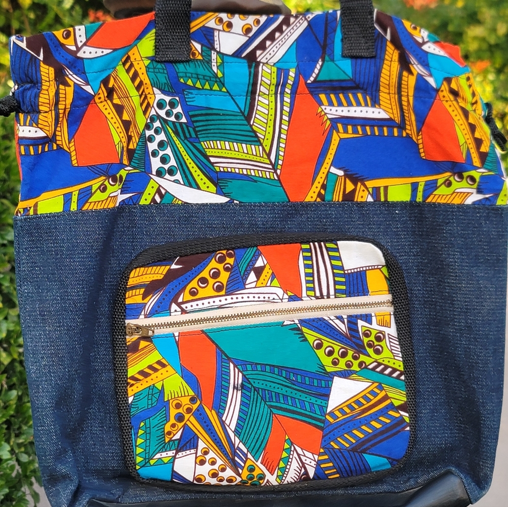 Ghanian West African Custom Denim Tote Bag - Picture 2 of 5